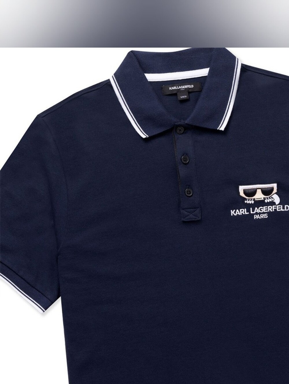 Karl Lagerfeld Polo with White Trim and Embroidered Logo